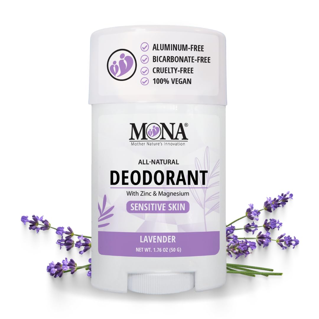 MONA BRANDS All Natural Deodorant For Women & Men - For Sensitive Skin - No Aluminum or Baking Soda - (LAVENDER 1.76 Oz) Beauty and Personal Care MONA