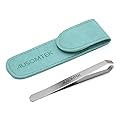 Ausomtek Beard Tweezers, White Hair Plucking Tweezers, Stainless Steel, Fine Hair Removal Tweezers, Eyebrows Shaping Tool, 5mm Tip, Cyan PU Case Beauty & Personal Care Ausomtek