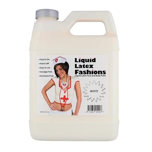 White 32 Oz - Liquid Latex Body Paint, Ammonia Free No Odor, Easy On and Off, Cosplay Makeup, Creates Professional Monster, Zombie Arts Beauty & Personal Care Liquid Latex Fashions