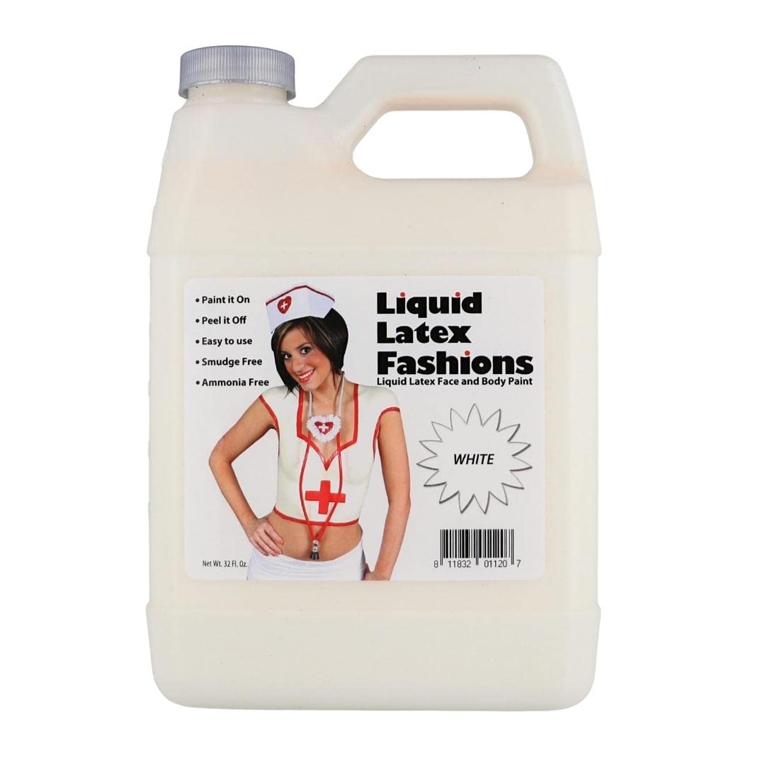White 32 Oz - Liquid Latex Body Paint, Ammonia Free No Odor, Easy On and Off, Cosplay Makeup, Creates Professional Monster, Zombie Arts Beauty & Personal Care Liquid Latex Fashions
