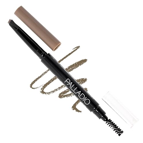 Palladio Brow Definer Retractable Pencil, Triangular Tip Fills Brows for a Natural Look, Tame and Shape Eyebrows with Spoolie Brush, Eyebrow Shaper Beauty & Personal Care Palladio