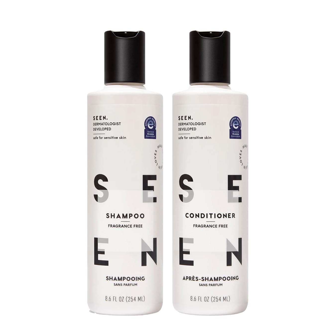 SEEN Shampoo & Conditioner Bundle, Fragrance-Free - Non-Comedogenic Hair Care Set, Dermatologist-Developed, Safe for Sensitive, Eczema & Acne-Prone Beauty & Personal Care SEEN