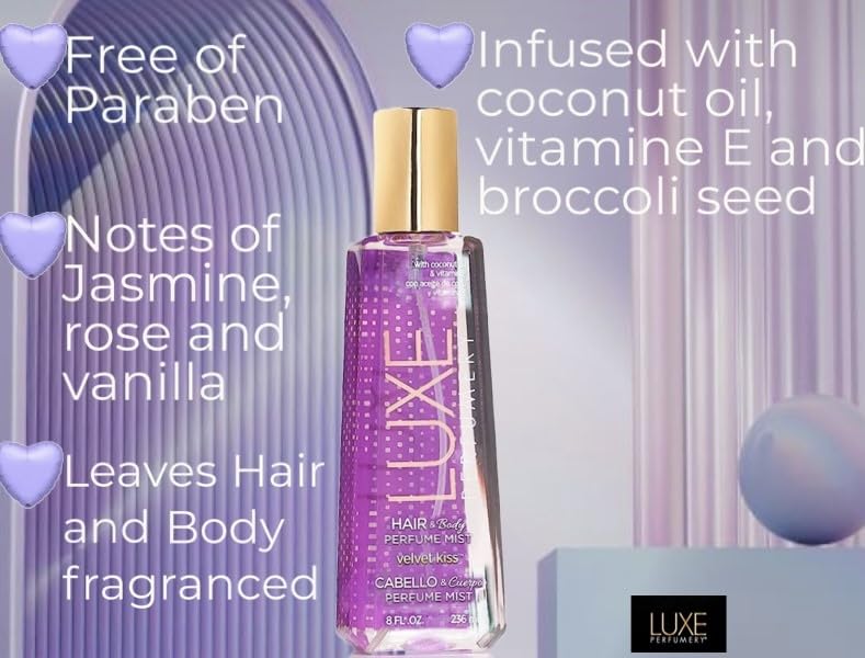 Luxe Perfumery Hair and Body Perfume Mist, Velvet Kiss, 236 ml (Pack of 1) Beauty & Personal Care Luxe Perfumery