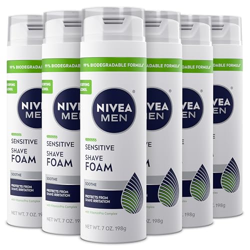 NIVEA MEN Sensitive Shave Foam with Vitamin E, Soothing Chamomile and Witch Hazel Extracts, 6 Pack of 7 Oz Cans Beauty & Personal Care Beiersdorf