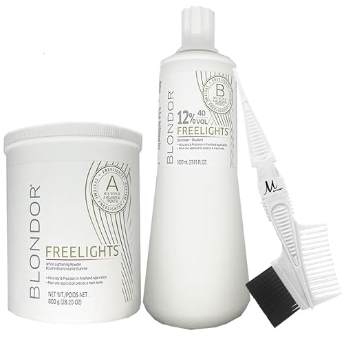 Blondor Freelights White Lightening Powder 28.2 Oz, Blondor Freelights Developer 12% 40 Volume and M Hair Designs Tint Brush Comb (Bundle) Beauty & Personal Care M Hair Designs