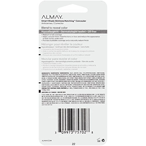 Almay Concealer, Face Makeup, Medium Coverage Concealer, Creamy Finish, Oil Free, Hypoallergenic-Fragrance Free, Dermatologist Tested, 020 Light Beauty & Personal Care Almay
