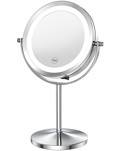 Benbilry 10X Magnifying Lighted Makeup Mirror, 7 Inch Double Sided 1X/10X Magnification with Lights, 360° Rotation Swivel Travel Make Up Mirror Beauty & Personal Care Benbilry
