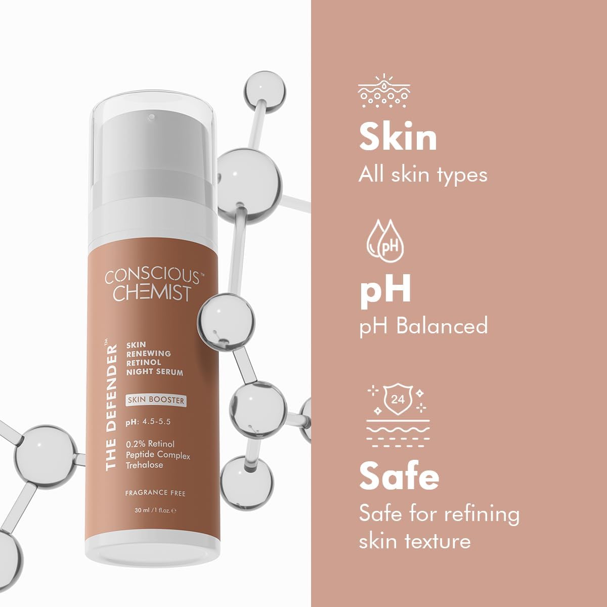 Conscious Chemist® Multi Peptide & 0.2% Retinol Serum | Anti Aging Serum | Boosts Collagen & Reduces Fine Lines, Wrinkles | Probiotics & Cica Water | Beauty & Personal Care Conscious Chemist
