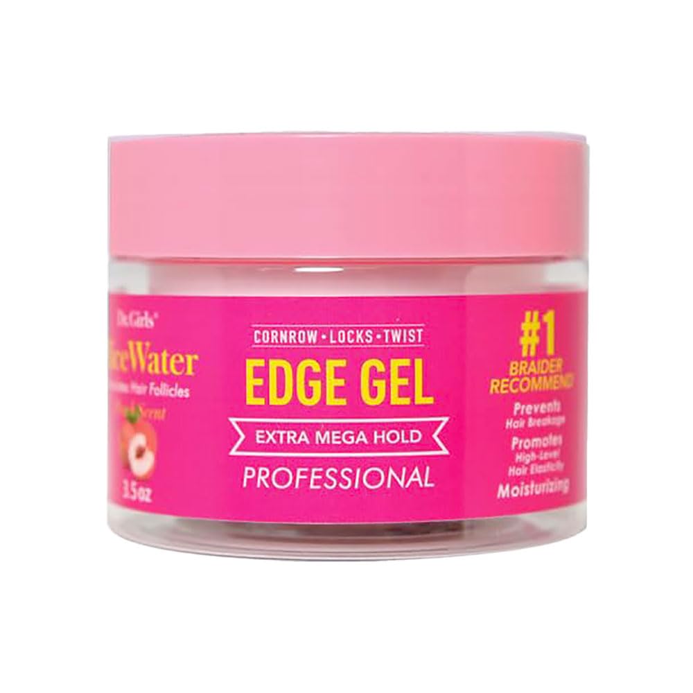 Dr. Girls Rice Water Edge Gel - Extra Mega Hold for Cornrows, Locs & Twists with Biotin, Castor Oil 3.5oz (Peach) Beauty & Personal Care Dr.Girls