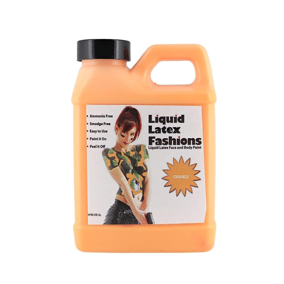 Orange 8 oz - Liquid Latex Body Paint, Ammonia Free No Odor, Easy On and Off, Cosplay Makeup, Creates Professional Monster, Zombie Arts, Garfield Beauty & Personal Care Liquid Latex Fashions