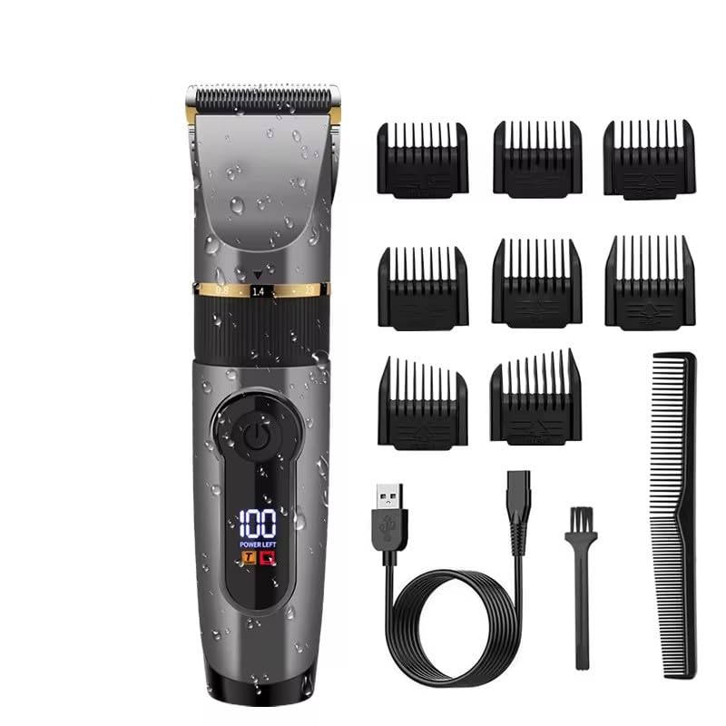 GLESVOWIO Professional Hair Clipper Ceramic Blade Male Trimmer LED Display Haircut Machine USB Charging for Men Household Barber Adjustable Speed Beauty and Personal Care GLESVOWIO