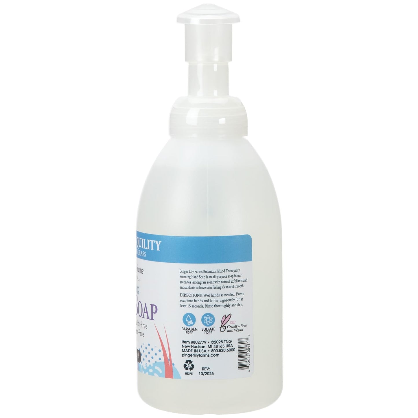 Ginger Lily Farms Botanicals All-Purpose Foaming Hand Soap Refill, Island Tranquility, 100% Vegan & Cruelty-Free, Green Tea Lemongrass Scent, 20 Fl Oz Beauty & Personal Care Ginger Lily Farms