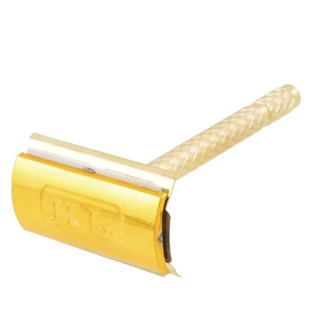Ruilogod Men Gold Tone Metal Safety Handle Razor w 2 Blade + Case (id: ed9 9c8 a28 9d1 b28 Beauty and Personal Care Ruilogod