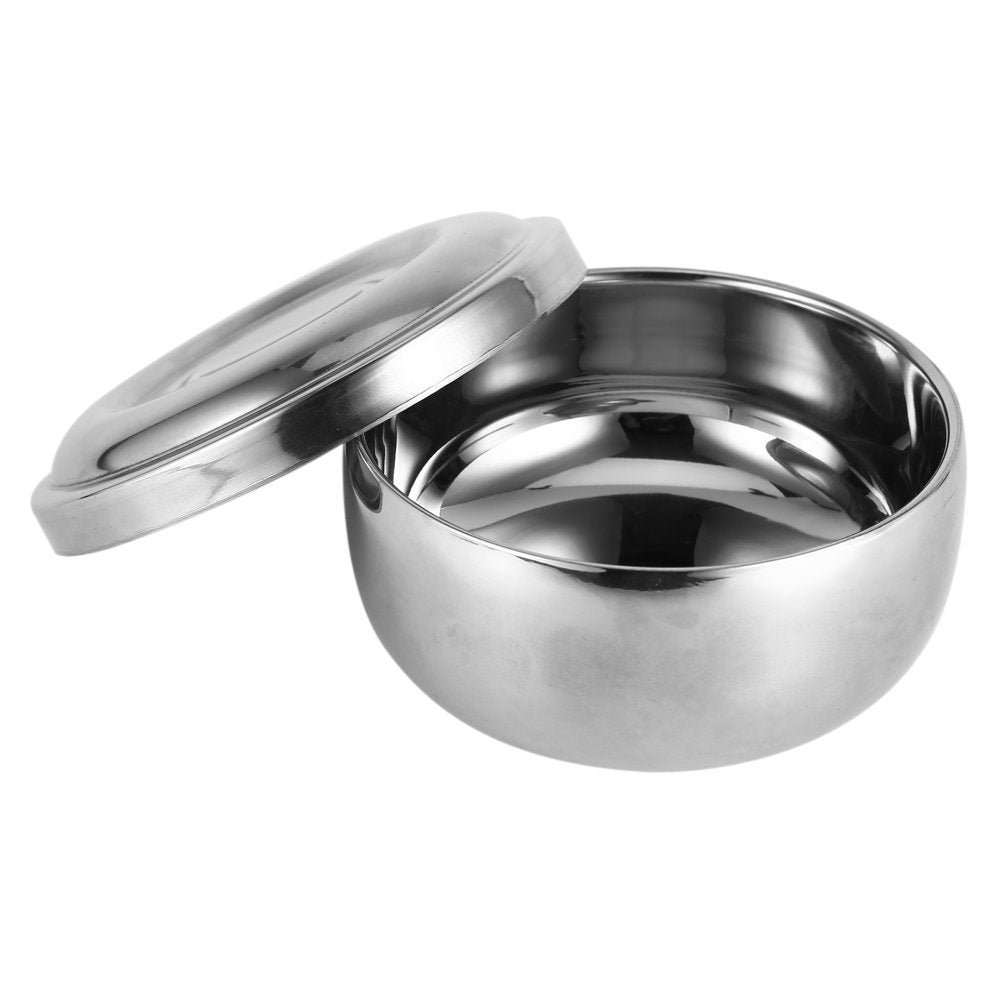 Stainless Steel Shaving Bowl, Men Wet Shaving Soap Mug Bowl Silver Metal Face Cleaning Health Care Shave Tool With Lid, Shaving Soap Dish, Shaving Beauty and Personal Care Brrnoo
