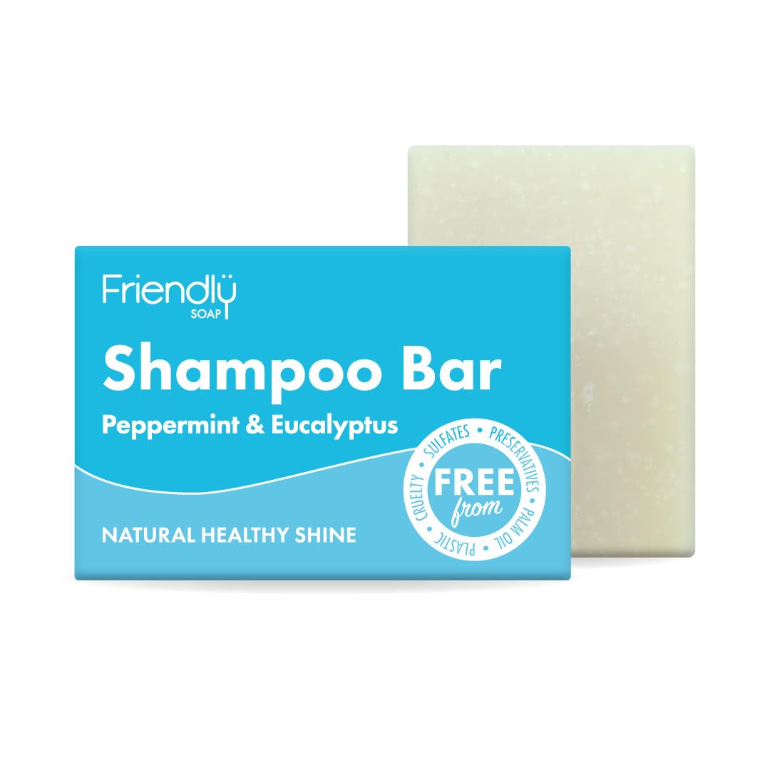 Friendly Soap - Peppermint and Eucalyptus Shampoo Bar - 3.35 oz - Lite Blue Beauty & Personal Care Friendly Soap