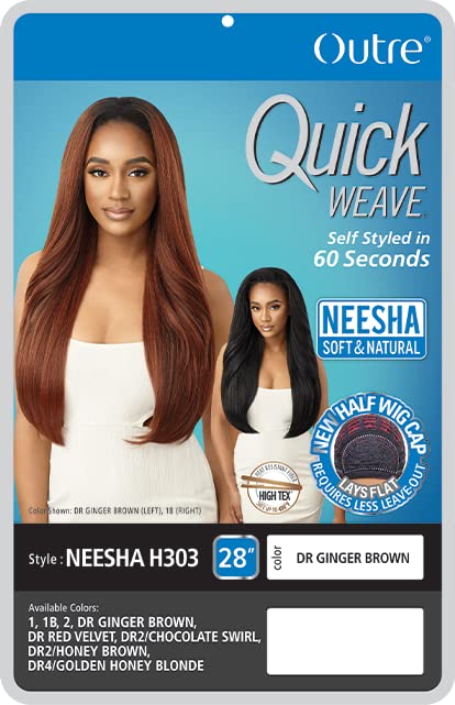 Outre New Half Wig Cap Lays Flat Quick Weave NEESHA H303 (DR2/HNBRN)