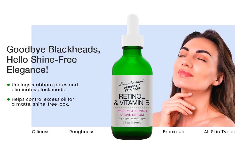 Pierre Freeman's Probiotic Skin Care Retinol & Vitamin B Pore Clarifying Facial Serum, 2 Fluid Ounce Beauty & Personal Care Pierre Freeman's Probiotic Skin Care