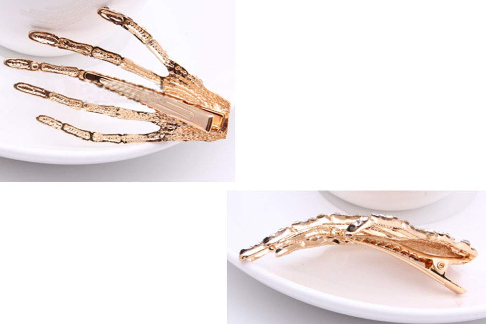 2Pcs Alloy Rhinestone Skeleton Claws Skull Hand Hair Clip Hairpin Zombie Punk Horror Bobby Claw Barrette Fashion Hair Accessories For Women Cosplay Beauty & Personal Care Suoirblss