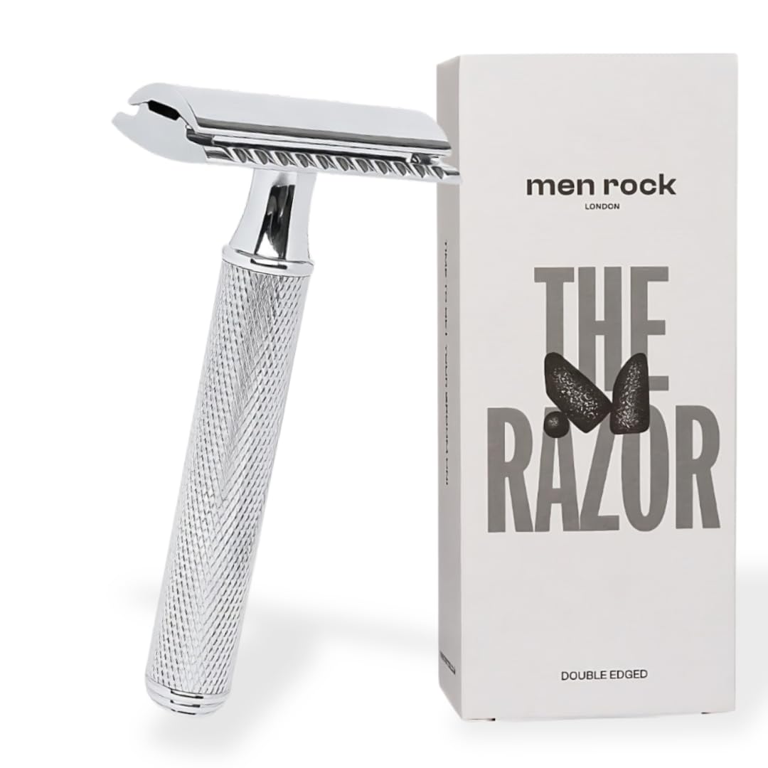 Men Rock The Double Edged Razor - Stainless Double Edge Safety Razor Blade - Mens Accessories - Mens Face Care - Beard Care - Barber Supplies - 6 Pc Beauty and Personal Care Men Rock