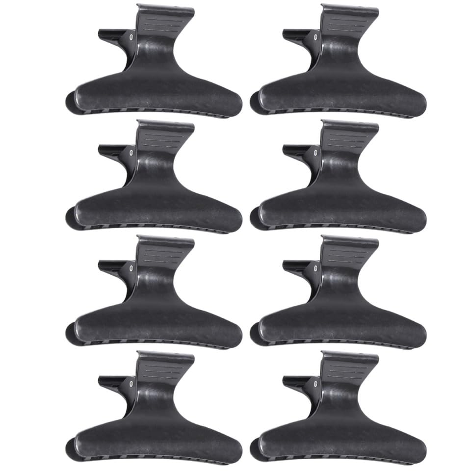 Uonlytech 8 pack Butterfly Hair Clips for Styling Sectioning Non-Styling Claw Hair Clips for Salon Use Fixed Tooth Grip for Thin or Thick Washing Face