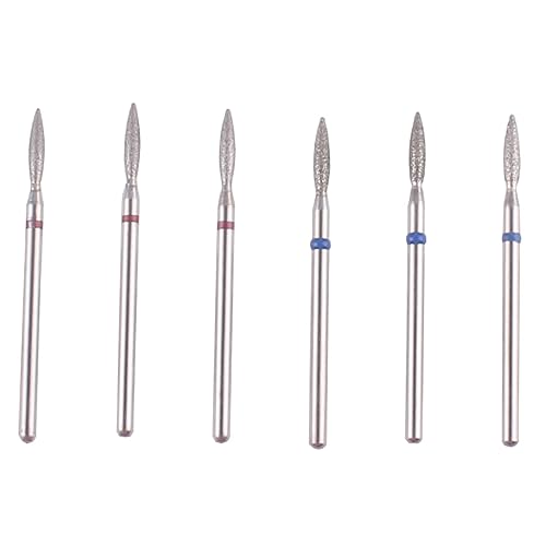 MZCMSL Flame Shape Diamond Cuticle Nail Drill Bit Set, 6pcs Pro Manicure Drill Bits for Nail Prep, 3/32 Shank efile Bit(Fine+Medium) Beauty & Personal Care MZCMSL