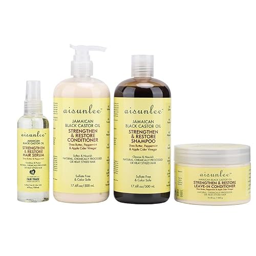 Premium Jamaican Black Castor Oil 4-in-1 Hair Repair Set - Sulfate-Free Shampoo, Conditioner, Leave-In & Serum - Deep Moisture & Strength for Curly Beauty & Personal Care STYLE TREE Keratinequeen