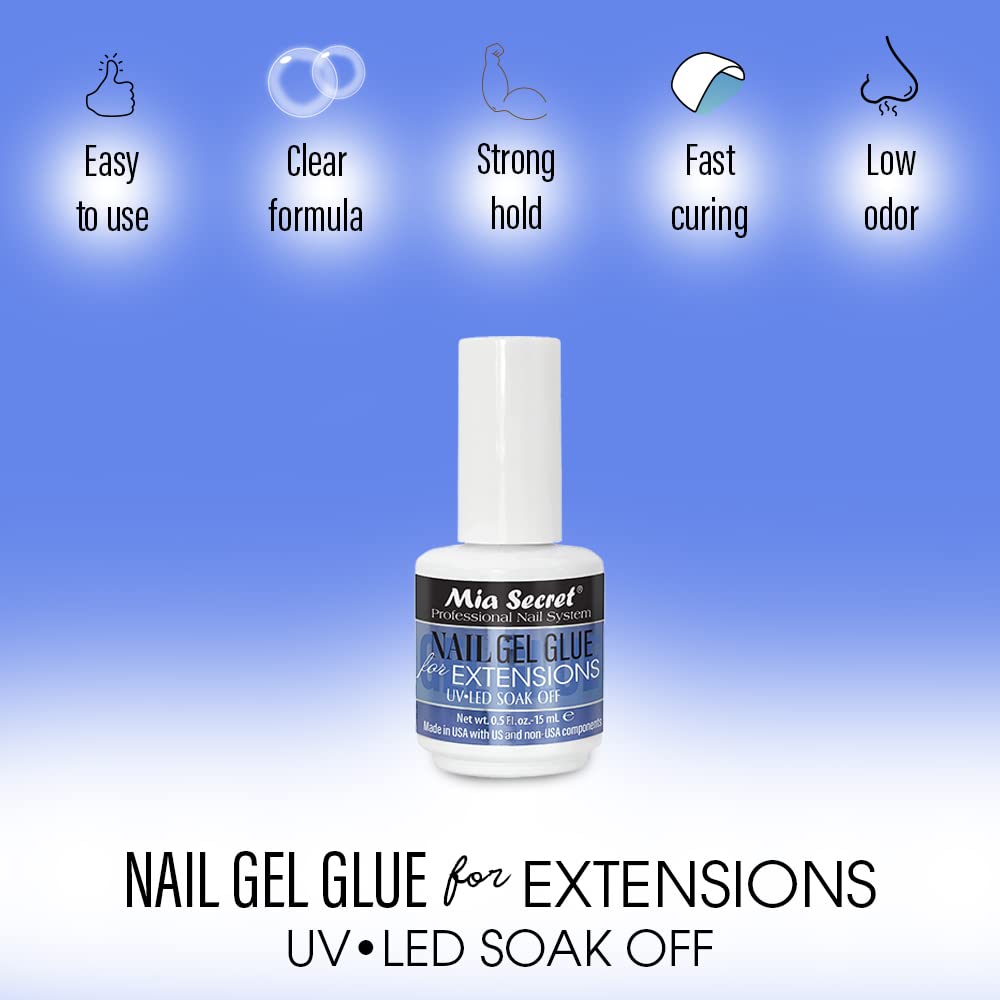 MIA SECRET 0.5Floz NAIL GEL GLUE FOR EXTENSIONS UV-LED SOAK OFF Beauty & Personal Care Mia Secret