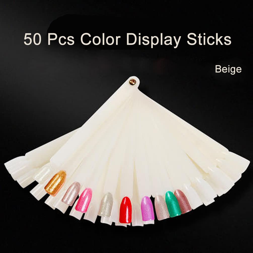 JASSINS 50 Pcs Nail Sticks, Nail Polish Display Board False Nail Art Practice Sticks With Metal Screw Split Ring Beauty and Personal Care JASSINS