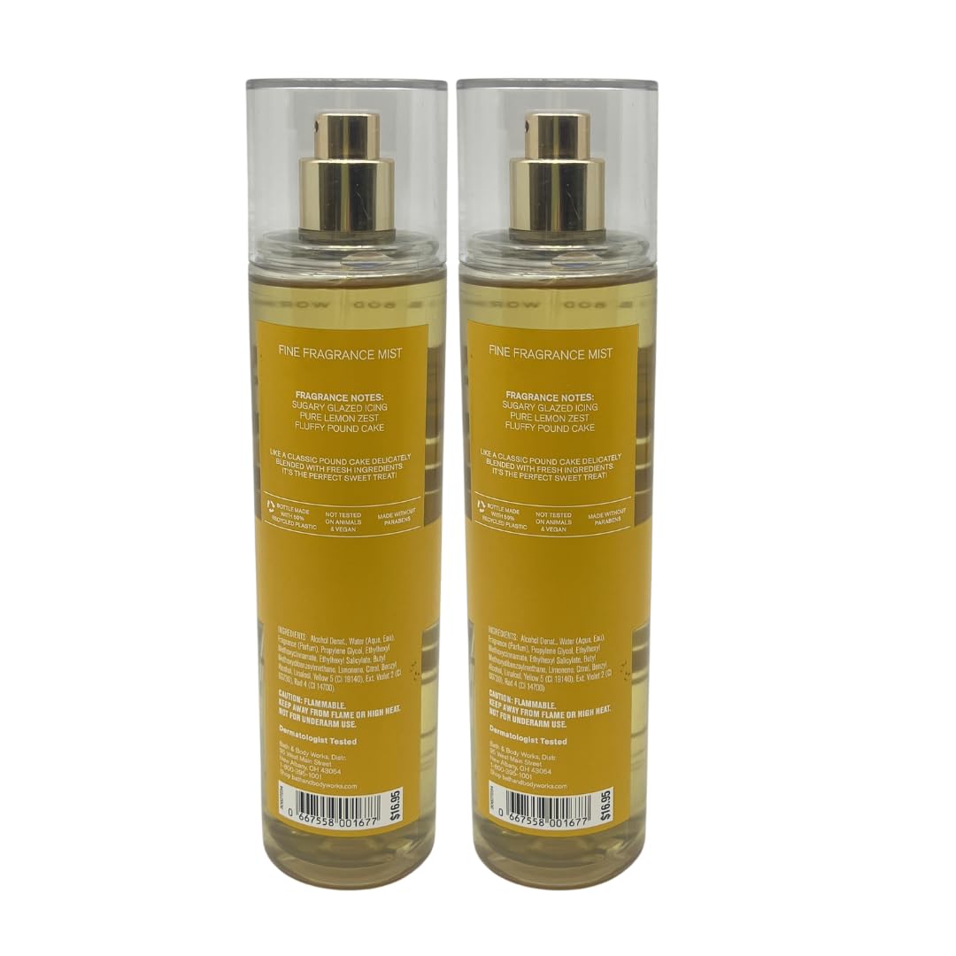 Bath & Body Works Iced Lemon Pound Cake Fine Fragrance Mist - Pack of 2 Beauty & Personal Care Bath & Body Works