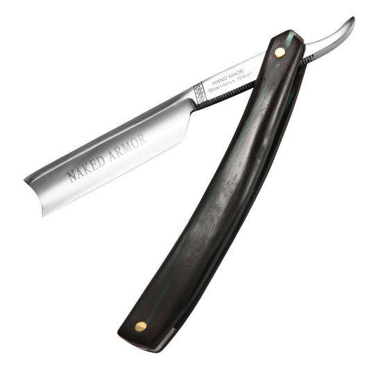 Naked Armor Dodinel Straight Razor - Shave Ready 7/8" French Nose Japanese Stainless Steel Straight Razors for Men with Ebony Wood Scale, Case Beauty and Personal Care Naked Armor