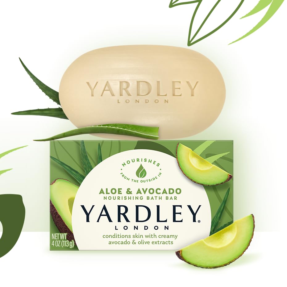 Yardley London Naturally Moisturizing Bath Bar Aloe & Avocado - 4.25 oz Bar, Pack of 4 Beauty & Personal Care Yardley