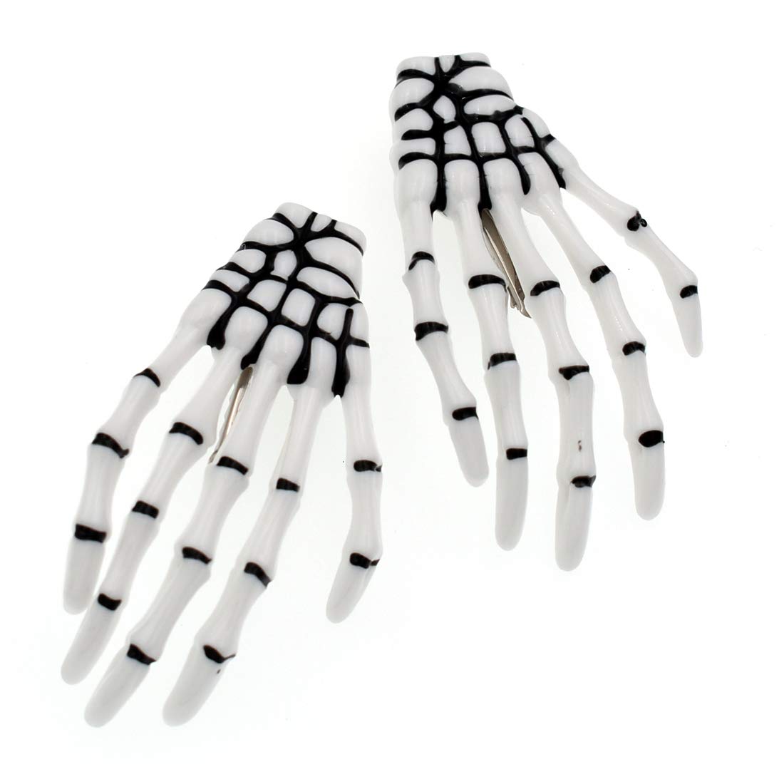 5 Pairs White and Black 3" Skeleton Hands Hair Clips Skull Bone Shape Hairpins Halloween Party Accessories Beauty & Personal Care QTTLLI