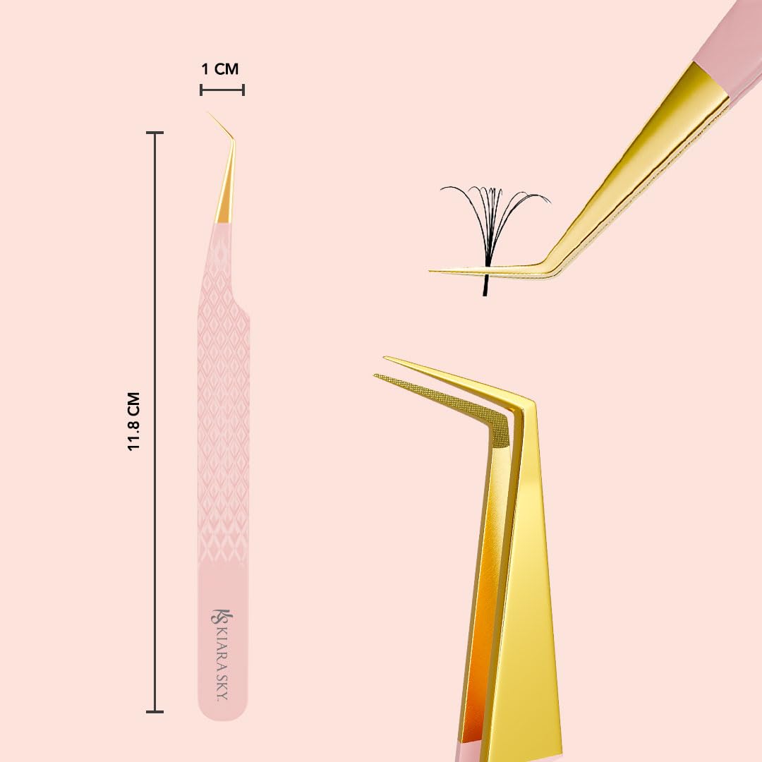KIARA SKY LASH Tweezer for Eyelash Extensions - Precision Fiber Tip Grip - Volume, Mega Volume, and Lash Removal Fills - Comfortable Ergonomic Design Beauty and Personal Care KIARA SKY