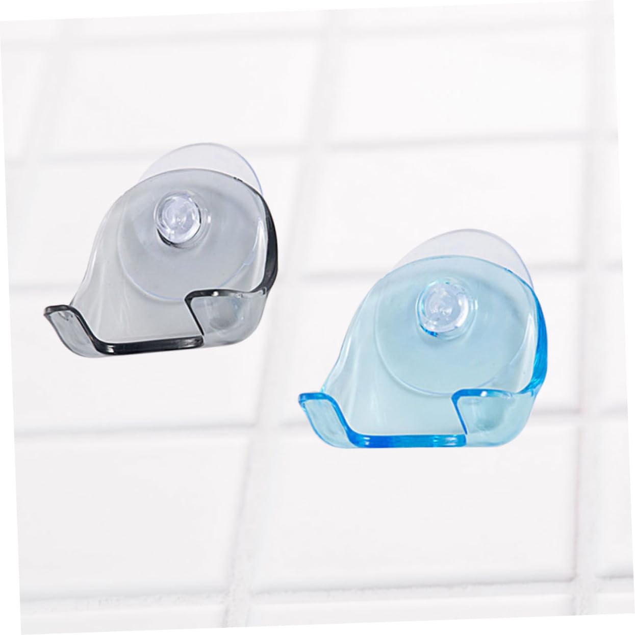 SOLUSTRE 2pcs Strong Suction Cup Razor Holder for Shower Wall Mount Shaver Rack Plastic Grey Beauty and Personal Care SOLUSTRE