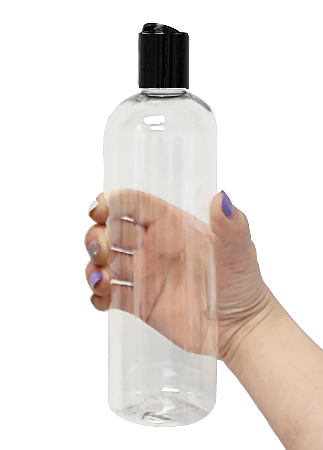 ljdeals 16 oz Clear Plastic Empty Bottles with Black Disc Top Caps, Squeezable Refillable Containers for Shampoo, Lotions, Cream and more Pack of 2 Beauty and Personal Care ljdeals