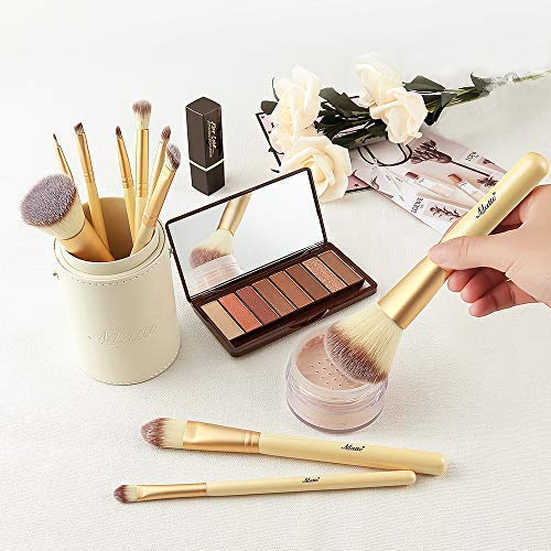 Matto Makeup Brushes 10-Piece Golden Makeup Brush Set with Foundation Powder Mineral Eye Face Make Up Brushes Holder Beauty & Personal Care Matto