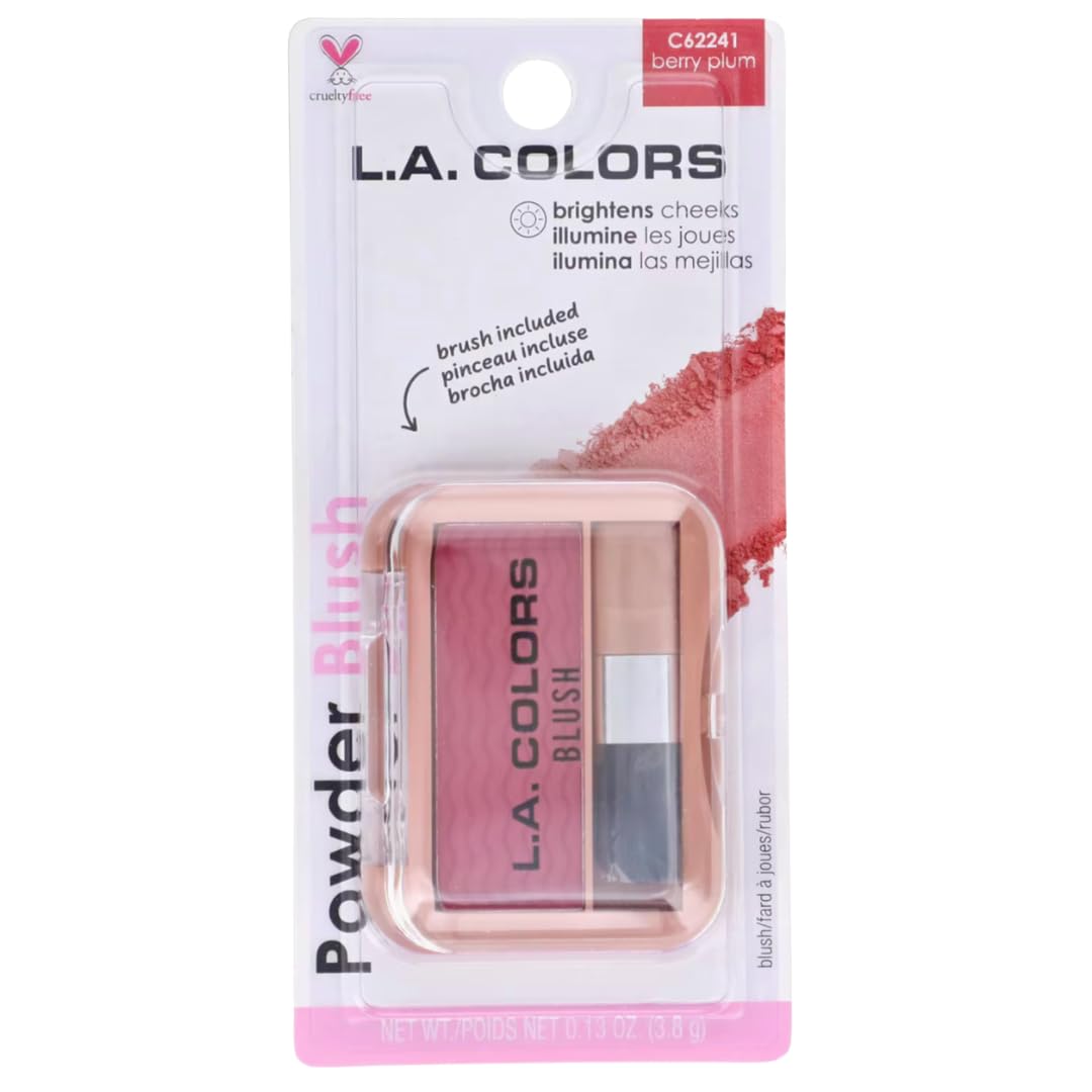 L.A Colors Powder Blush with Applicator, C62241 berry plum, 0.13 Oz