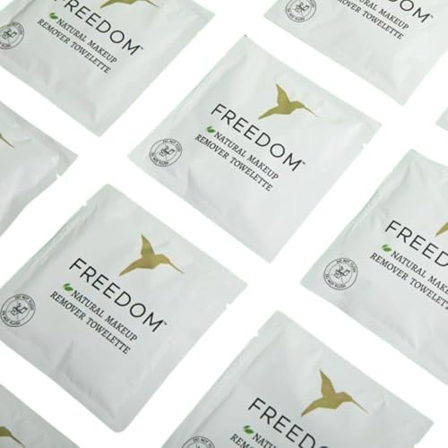Freedom Makeup Remover Wipes for Face, Individually Wrapped - Unscented & Sustainable, For Sensitive Skin, All Natural Ingredients & Essential Oils (1 Beauty & Personal Care Freedom