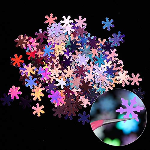Snowflake Glitter Nail Sequins - 12 Grids 3D Colorful Christmas Holographic Nail Flakes Glitter Confetti Sticker Decals Manicure Nail Design Makeup Beauty & Personal Care Qdsuh