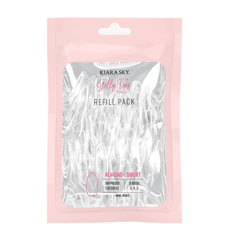 Kiara Sky Gelly Tip Soak Off Nails Refill Packs - Almond Short (Sizes 3, 4, 5)
