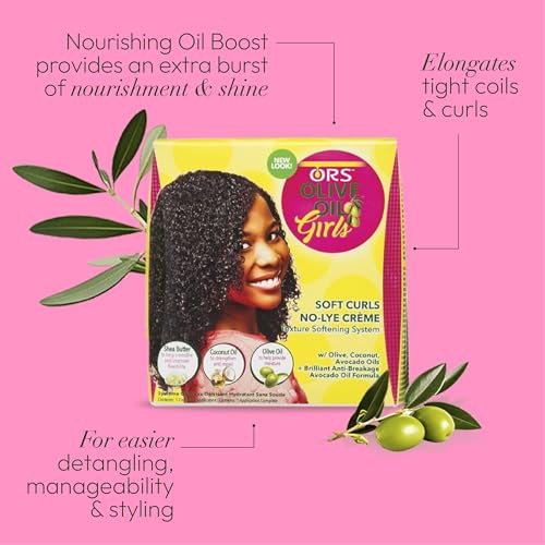 ORS Olive Oil Girls Soft Curls No-Lye Creme Texture Softening System Kit with Olive, Coconut & Avocado Oils (Pack of 1) Beauty & Personal Care ORS