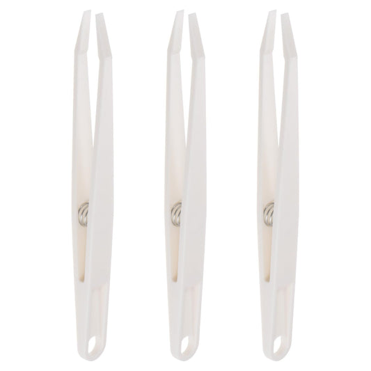 HARFINGTON 3pcs Sticker Tweezers for Crafting 4.53" Flat Tip with Spring Plastic Tweezers Craft Tweezers for Stickers, Scrapbooking, Eyelash Beauty and Personal Care HARFINGTON