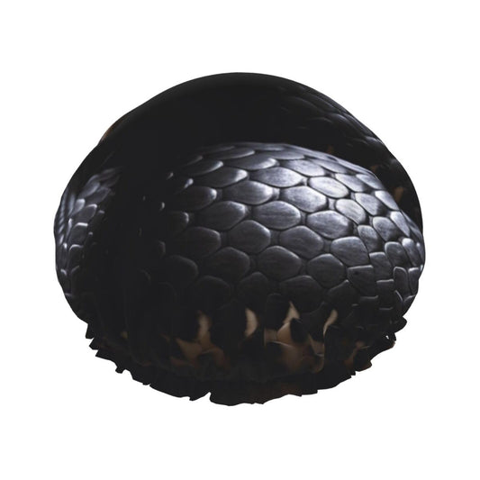 Black Snake Shower Cap for Women Men Large Reusable Shower Bonnet Double-Layer Waterproof Bath Caps Elastic Band Hair Hat for All Hairstyles Beauty and Personal Care BWLHJKE