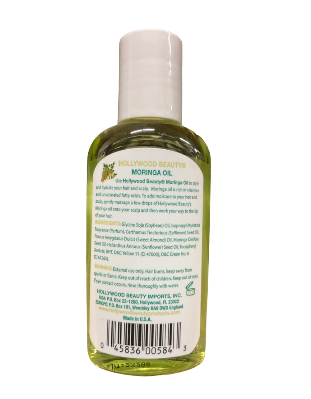 Hollywood Beauty oil, moringa, Green, 2 Fl Oz