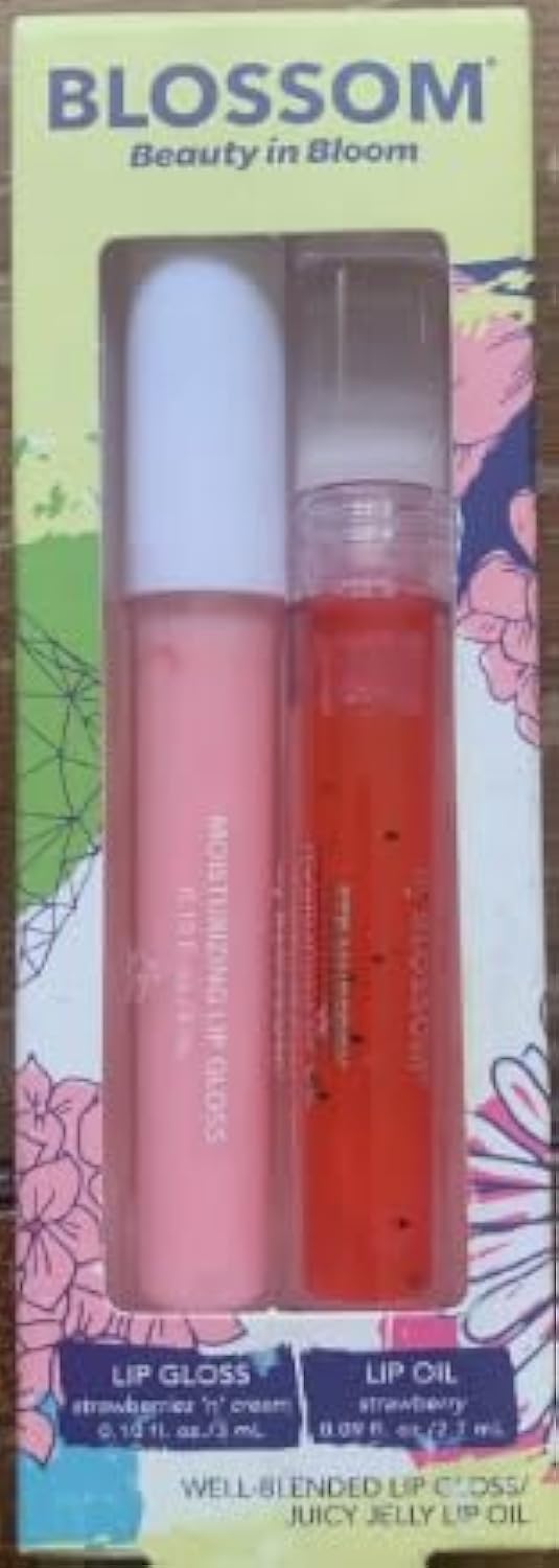 Blossom Strawberries n Cream Lip Gloss & Strawberry Lip Oil Well Blended Juicy, 1 Count (Pack of 1) Beauty & Personal Care Blossom