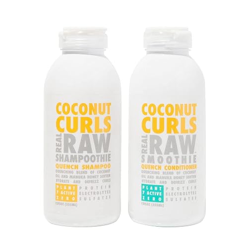 Real Raw Coconut Shampoo and Conditioner set Hydrate, Enhance, Define Curls Defrizz and Detangle 12 Fl Oz (Pack of 2) Beauty & Personal Care Real Raw