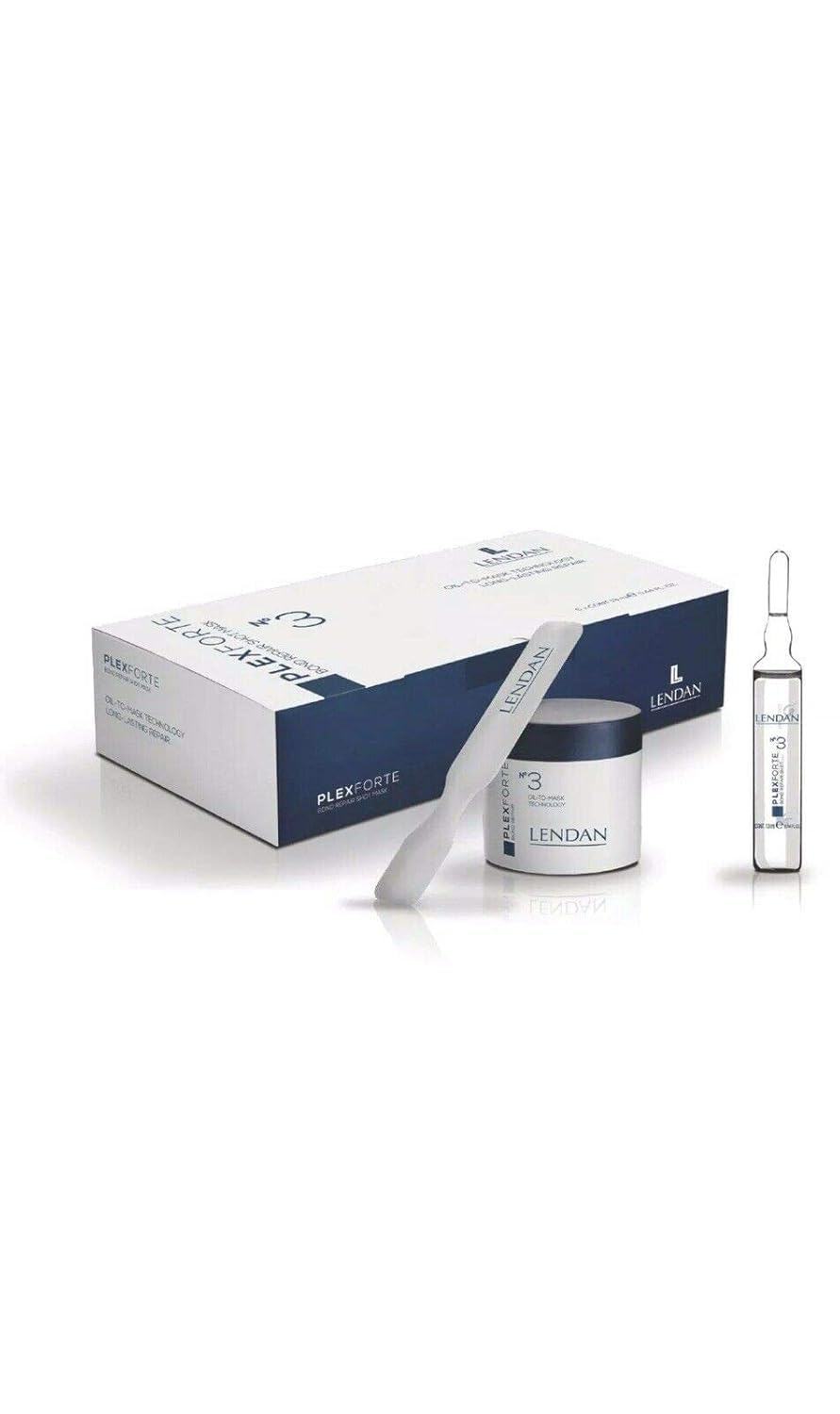 Lendan PlexForte Recomended KIT No.3 Instant Hair Repair Mask Shot of 6 Ampoules 0.44fl.oz. each + No.5 Strengthens and Repair Conditioner 300ml for