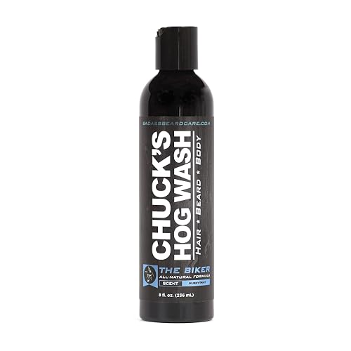 Chuck's Hog Wash - All Natural Beard and Body Wash - The Biker Scent, 8oz - Leaves Your Beard Softer than its Ever Been and is Suitable for Daily Use Beauty & Personal Care Badass Beard Care
