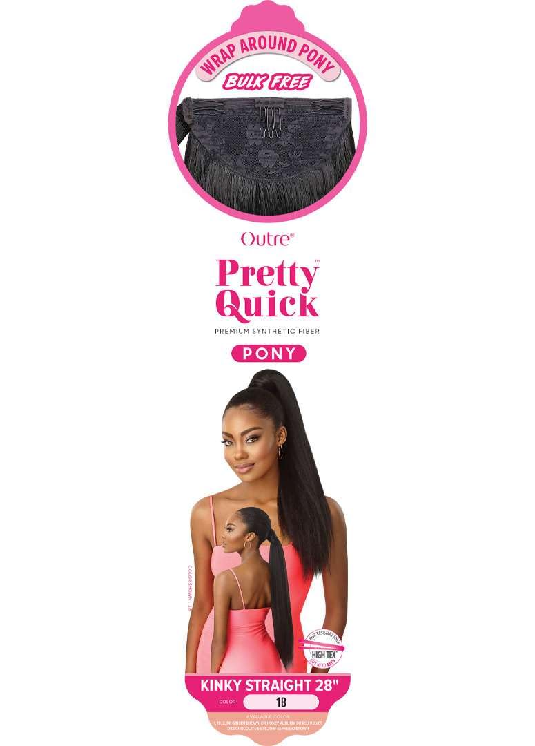 Outre Pretty Quick - Wrap Pony - Kinky Straight 28" (OFF BLACK 1B)