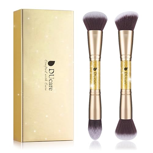 DUcare Makeup Brushes Duo End Foundation Powder Buffer and Contour Brush Synthetic Cosmetic Tools 2Pcs Beauty & Personal Care DUcare